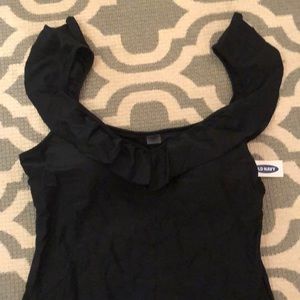 Black Flutter Sleeve One Piece Bathing Suit